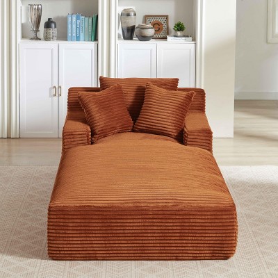 Dolonm 49.2 in. Oversized Corduroy Chaise Lounge Modern Sleeper Sofa for Living Room & Office