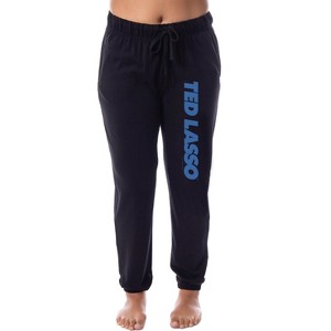 Ted Lasso Womens' TV Series Show Title Logo Sleep Jogger Pajama Pants Black - 1 of 4