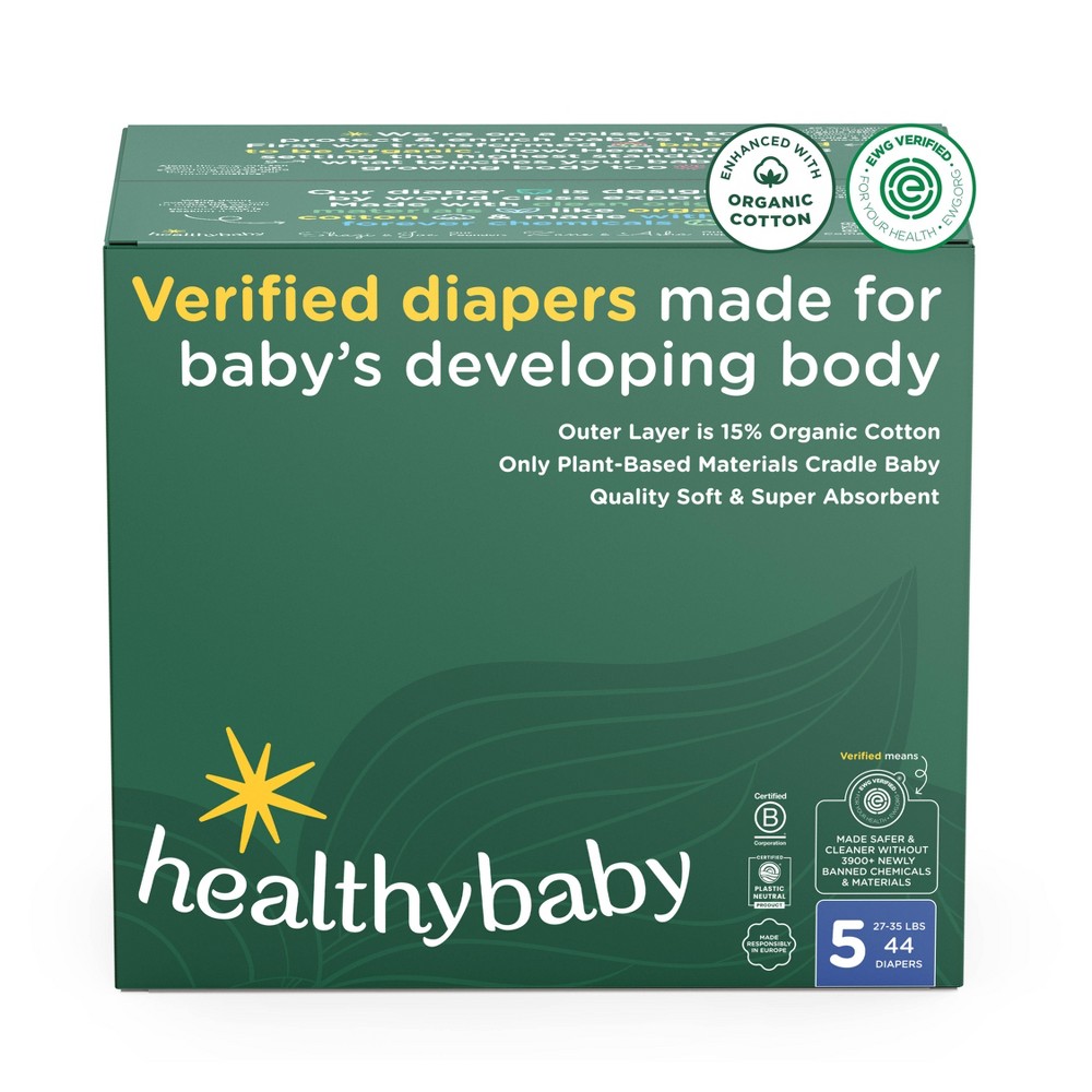 Photos - Nappies Healthybaby Certified Safe Organic Cotton Enhanced Diapers - Size 5 - 44ct 