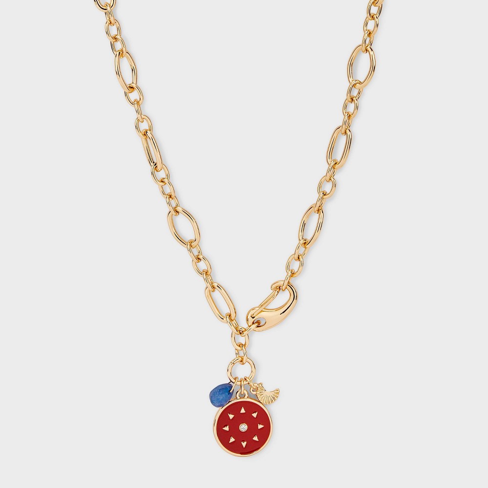 Red Coin Charm Necklace - Universal Thread™ Gold