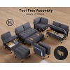 Dyonery 7 Seat L Shaped Sleeper Sofa Bed with Pull Out Bed, USB Ports, LED Light, Reclining Backrest, Side Table & Ottoman, Chenille Couch - 3 of 4