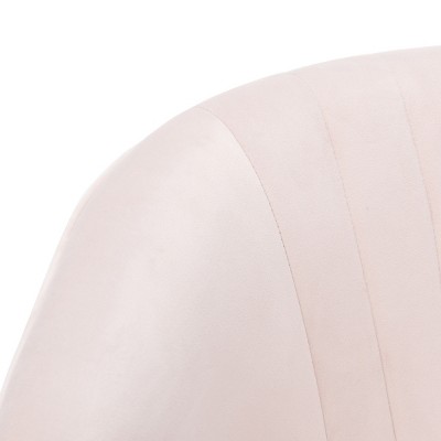 27'' Blush Pink Velvet & Black Wood Transitional Armless Chair