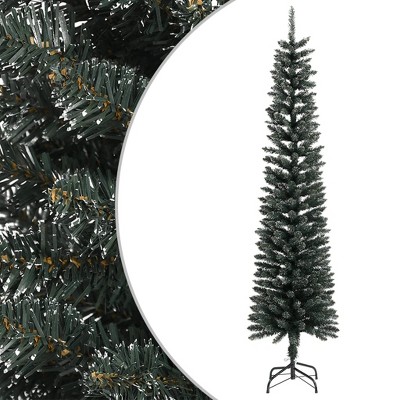Aghana Digitals 240cm Slim Green PVC Artificial Christmas Tree with Steel Stand, 434 Tips & White