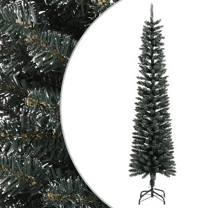 Aghana Digitals 240cm Slim Green PVC Artificial Christmas Tree with Steel Stand, 434 Tips & White - 1 of 4