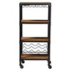 Swanson Rustic Industrial Style Antique Black & Metal Distressed Wood Mobile Kitchen Bar Wine Storage Shelf - Baxton Studio - 2 of 4