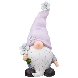 Northlight Gnome with Flower Outdoor Garden Statue - 18" - 1 of 4