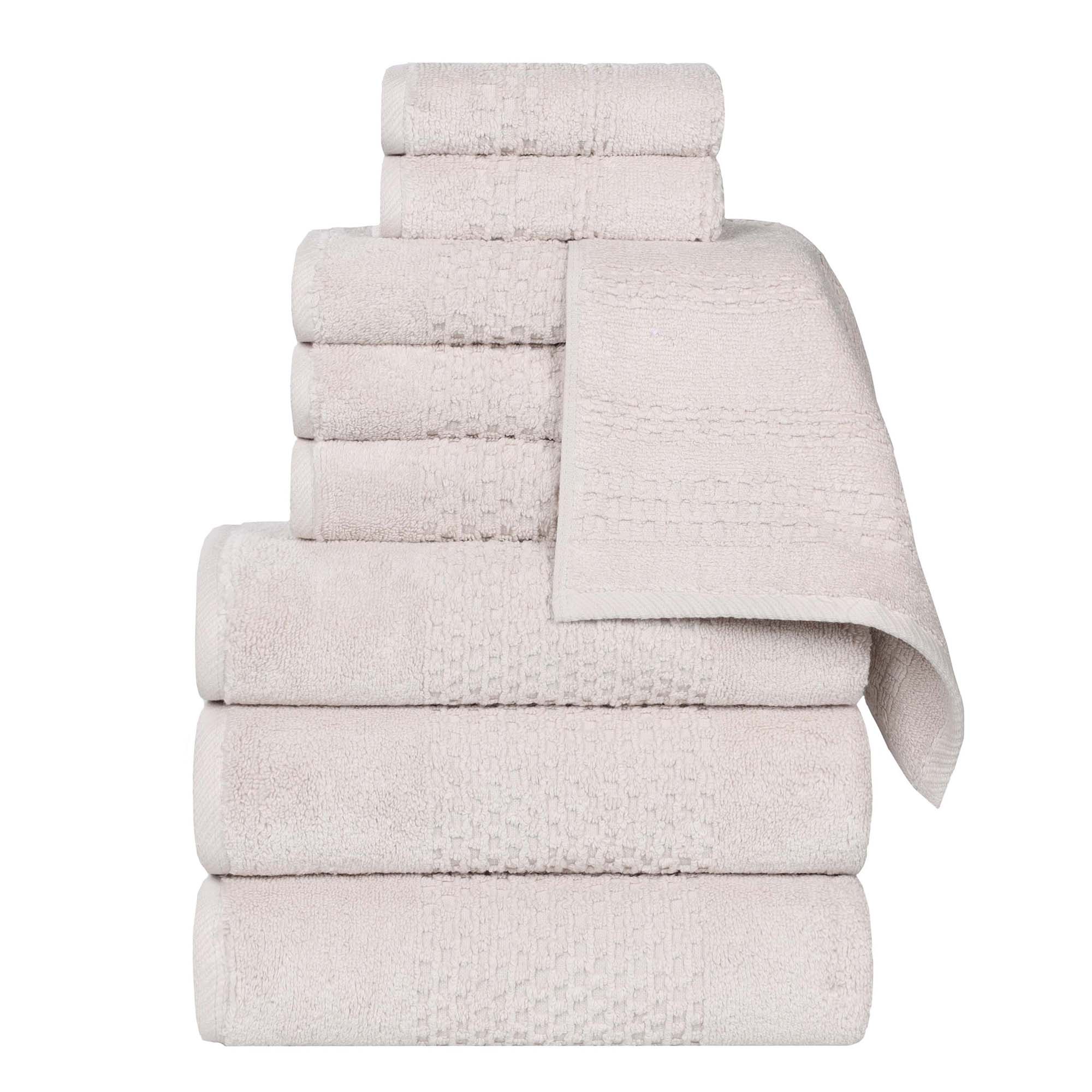 Zero Twist Waffle Textured Cotton Medium Weight 9 Piece Towel Set, Silver - Blue Nile Mills