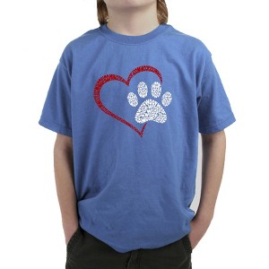 LA Pop Art Paw Heart - Boy's Word Art T-Shirt - 1 of 4