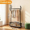 Rolling Clothes Rack with Basket, Heavy-Duty Metal Garment Rack with Lockable Wheels, Clothing Storage for Bedroom, Closet & Laundry - 2 of 4