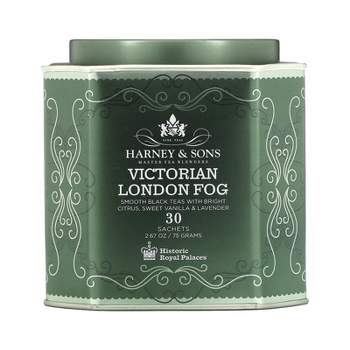 Harney & Sons Victorian London Fog, Smooth Black Tea With Bright Citrus, Sweet Vanilla & Lavender, 30 Sachets, 2.67 oz (75 g)