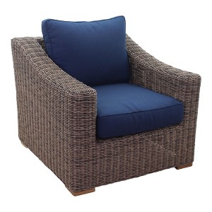 Courtyard Casual Tivoli Club Chair in Teak  Full round wicker Alum Frame Polyester 450 gram - 1 of 4