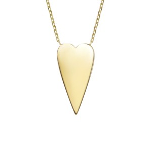 Guili 14K Gold Plated Elongated Modern Heart Necklace, featuring shiny Cubic Zirconia for a chic layering piece that adds timeless beauty. - 1 of 3
