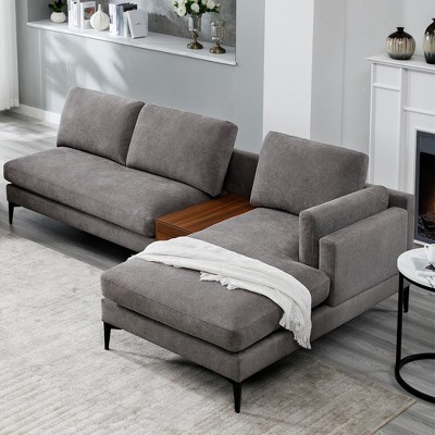 Minimalist 3 Seater L Shaped Sectional Sofa Reverisble Lounge Chaise for Living Room - Morden Fort