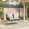 vidaXL Swing Bench with Cushions Black 42.9"x24.4"x15.7" Poly Rattan - 3 of 4