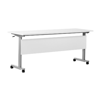 White and Gray Folding Commercial Grade Training Table with Casters