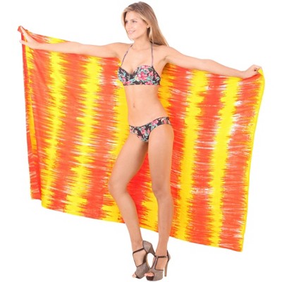 LA LEELA Women's Bikini Beach Wrap Cover up Swimwear Bathing suit Summer Wraps Swimsuit Sarong Skirts for Women One Size Orange, Tie Dye Design