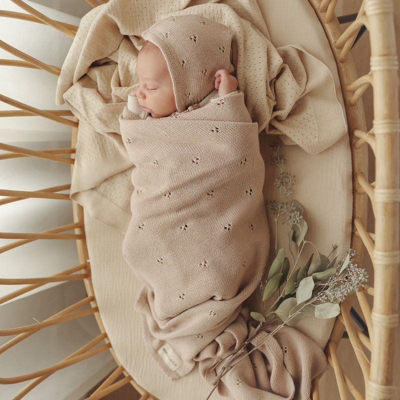 Luxury Organic Cotton Baby Swaddle Receiving Blanket + Hat Gift Set for Newborns and Infant Boys and Girls, 4 of 10