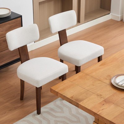 Dining Chairs Set of 2, Modern Leather Upholstered Kitchen Chairs with Hardwood Frame, Easy Clean Leather, Ergonomic Curved Backrest