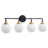 POWLIG 30.71-in 4-Light Black Gold Dimmable Bathroom Vanity Light with 5.9in Milk Opal Glass Globe Shade - 2 of 4