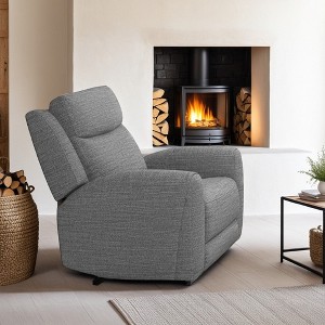 Royal Hampton Manual Recliner Chair, Contour Armrests, Solid Wood, Gray Polyester - 1 of 4