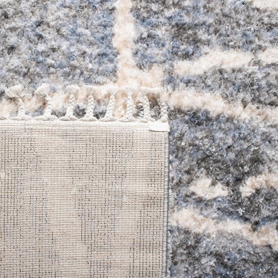 Gray and Cream Rectangular Synthetic Shag Area Rug
