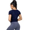BLUEMING Womens Athletic Tops Cropped Breathable Activewear T-Shirts Round Neck Back Ventilated Mesh Tops Gym Jogger Outfits - 2 of 4