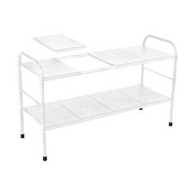 White Adjustable 2-Tier Under Sink Organizer with Removable Panels