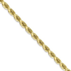 Black Bow Jewelry Men's 5mm, 10k Yellow Gold Diamond Cut Solid Rope Chain Necklace - 1 of 4