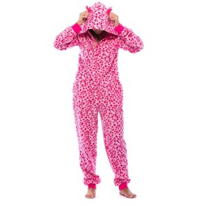 Just Love Womens One Animal Print Adult Bodysuit Hooded Pajamas - 1 of 4