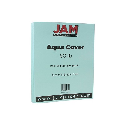 Jam Paper 80 Lb. Cardstock Paper 8.5 X 11 Aqua Blue 250 Sheets/ream  (1524370b) : Target