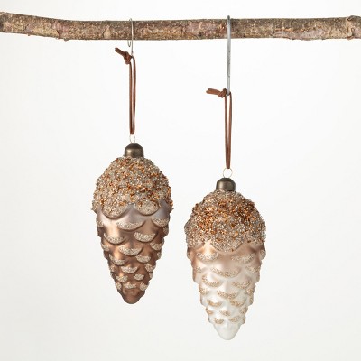 6.5h Sullivans Vintage Pinecone Ornament - Set Of 2, Gold