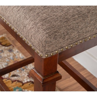 Kennedy 30" Walnut and Brown Backless Wood Barstool