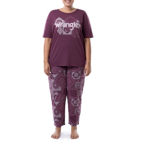 Wrangler Women's And Women's Plus Short Sleeve Pajama Set - Amaranth Purple  Paisley 4x Large : Target