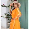 HAPPY BAY Women's Mini Boho Short Caftan Dress 2X-3X Tangerine Paisley - 4 of 4