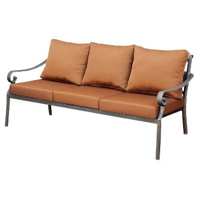 Loran Modern Aluminum Sofa w/Plush Brown Cushions Distressed Black - miBasics