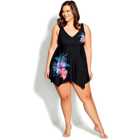 Women's Plus Size Empire Swim Dress Black