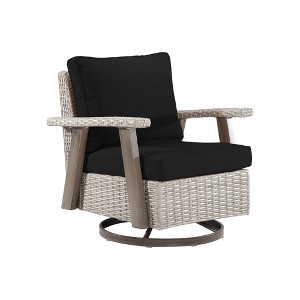 YARDSIGHT  Outdoor Swivel Patio Chairs with 360° Rotation, All-Weather PE Wicker Armchairs with Cushions for Garden, Deck, Porch, and Backyard - 1 of 4