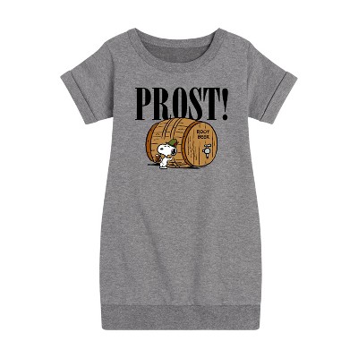 - Peanuts - Prost Snoopy Root Beer Graphic Short Sleeve Fleece Dress