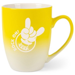 100 North Heavy Metal 10 Ounce Yellow and White Two Toned Ombre, Comfortably Fits Your Hands, Ceramic Tea Coffee Cup Mug, Rock On! - 1 of 1