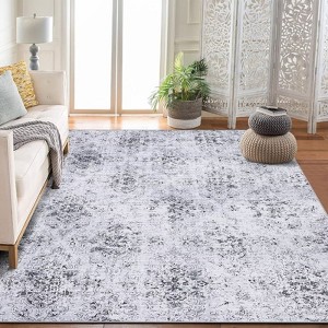 Abstract Machine Washable Rug with Non Slip Backing Ultra-Thin Non Shedding Stain Resistant Indoor Carpet for Living Room Bedroom Dining Room - 1 of 4