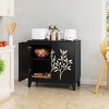 31.5" Wide Buffet Cabinet with Adjustable Shelves, Decorative Sideboard with Carved Doors, Accent Storage Cabinet for Entryway-The Pop Home - 2 of 4