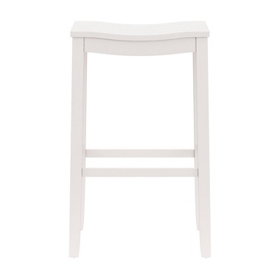 30" White Wood Backless Saddle Bar Stool