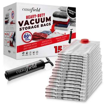 Casafield Vacuum Storage Bags for Clothes and Blankets with Hand Pump, Space Saving Compression Bags