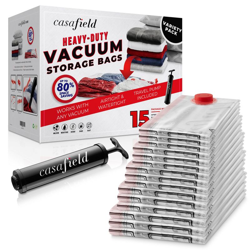 Casafield Vacuum Storage Bags for Clothes and Blankets with Hand Pump, Space Saving Compression Bags, 1 of 8