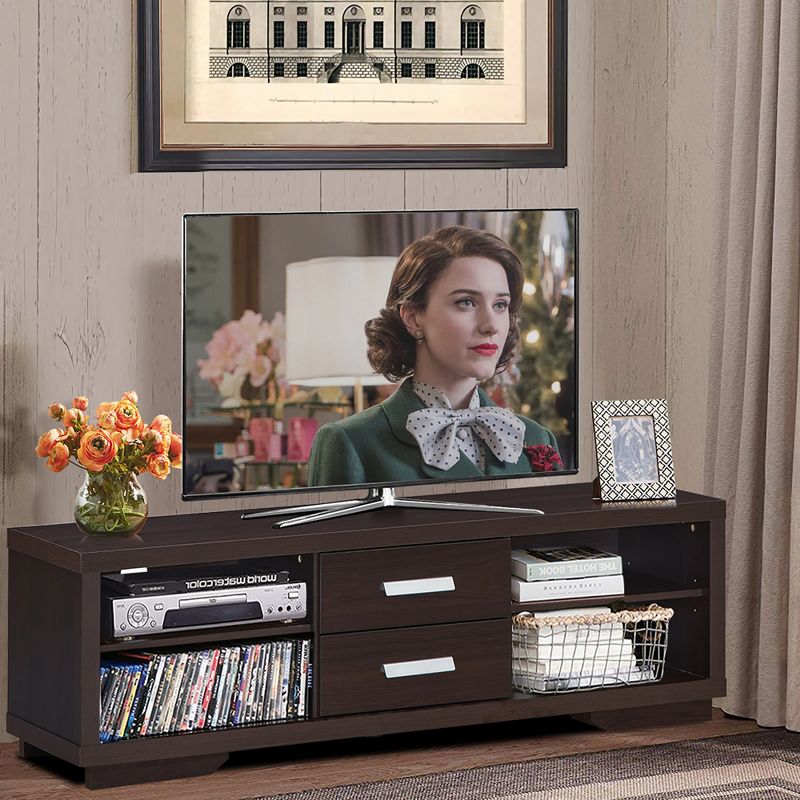 Costway TV Stand Entertainment Center Hold up to 65'' TV with Storage Shelves & Drawers, 4 of 11