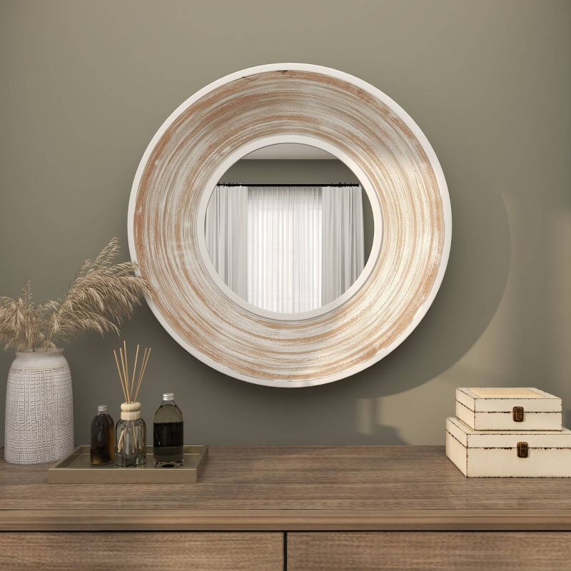 35&#34;x35&#34; Wooden Wall Mirror with White Wash Effect Cream - Olivia &#38; May, 3 of 17