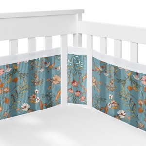 Sweet Jojo Designs Girl BreathableBaby Breathable Mesh Crib Liner Baby Nursery Boho Floral Wildflower Blue, Pink and Orange - 1 of 4
