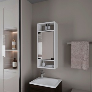 ChicFurnit Bathroom Storage Cabinet Sleek Medicine Cabinet with Mirror Door for Bathroom Use, White, 33.46"*16.93"*4" - 1 of 4