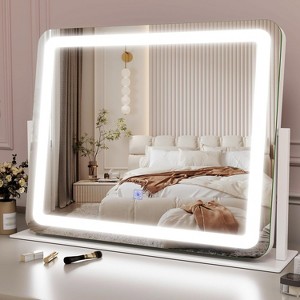 22''x17'' Vanity Mirror with Dimmable LED Lights - 3 Color Modes, Smart Touch Control & 360° Rotating Base - 1 of 4