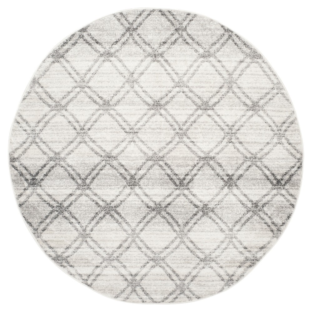 6'x6' Round Marley Geometric Area Rug Silver/Charcoal Round - Safavieh